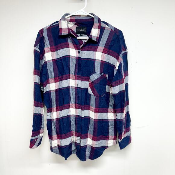 Rails Jackson Button Down Flannel Shirt Catalina Wine Red Blue White Plaid Top M - Picture 1 of 3